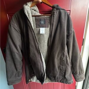 Lakin + McKey canvas Brown Sherpa-Lined barn coat